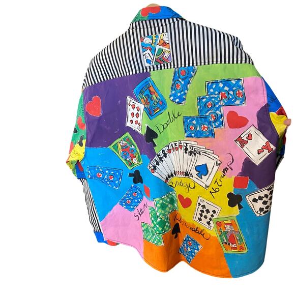 Vintage LRW Designs Atlanta Handpainted Card Game Shirt | 80s Artwear unique - Picture 3 of 9